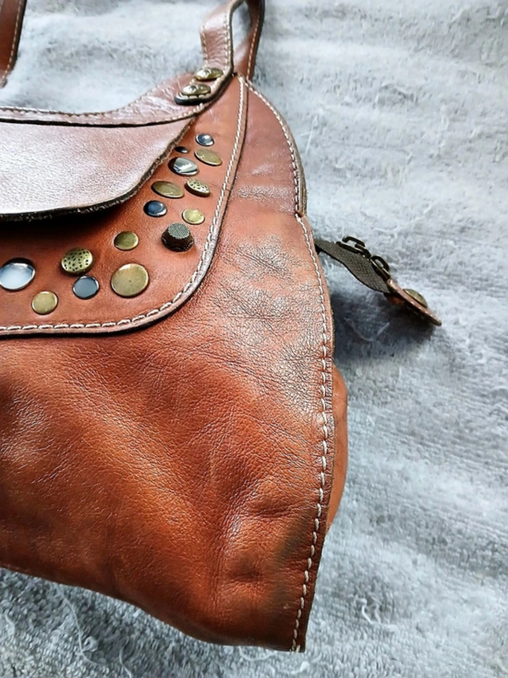 Patricia Nash Studded Brown Leather Hobo - Picture 6 of 16